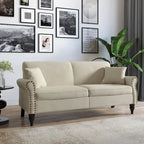 Canapé 73 po avec bras roulés et clous décoratifs, causeuse rembourrée