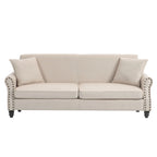 Canapé 73 po avec bras roulés et clous décoratifs, causeuse rembourrée