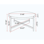 Table basse ronde au design moderne avec piètement en métal croisé