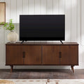 Meuble TV scandinave en bois massif, étagères ouvertes, console multimédia pour TV jusqu'à 65 pouces