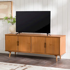 Meuble TV scandinave en bois massif, étagères ouvertes, console multimédia pour TV jusqu'à 65 pouces