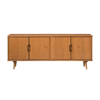 Meuble TV scandinave en bois massif, étagères ouvertes, console multimédia pour TV jusqu'à 65 pouces