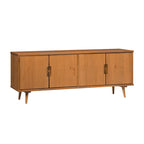 Meuble TV scandinave en bois massif, étagères ouvertes, console multimédia pour TV jusqu'à 65 pouces