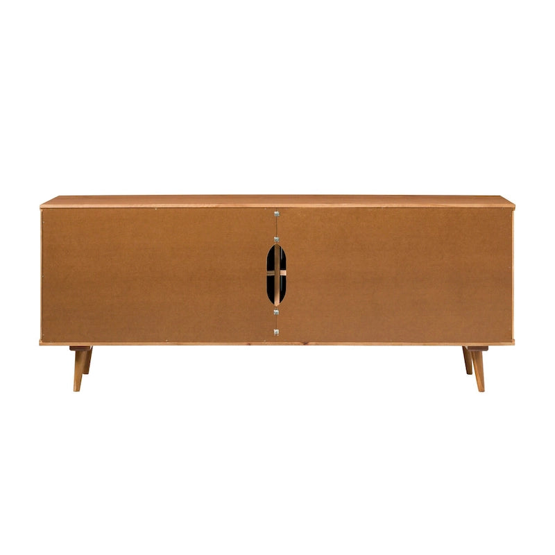 Meuble TV scandinave en bois massif, étagères ouvertes, console multimédia pour TV jusqu'à 65 pouces