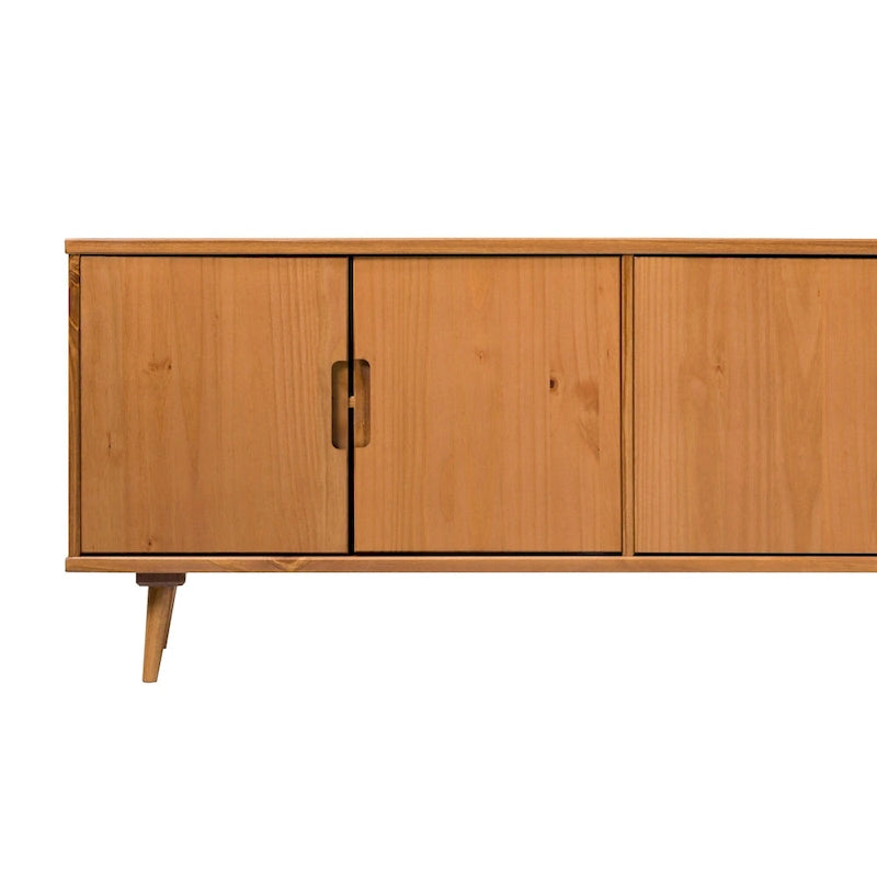 Meuble TV scandinave en bois massif, étagères ouvertes, console multimédia pour TV jusqu'à 65 pouces