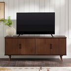 Meuble TV scandinave en bois massif, étagères ouvertes, console multimédia pour TV jusqu'à 65 pouces