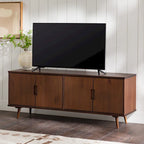 Meuble TV scandinave en bois massif, étagères ouvertes, console multimédia pour TV jusqu'à 65 pouces