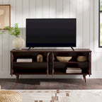 Meuble TV scandinave en bois massif, étagères ouvertes, console multimédia pour TV jusqu'à 65 pouces