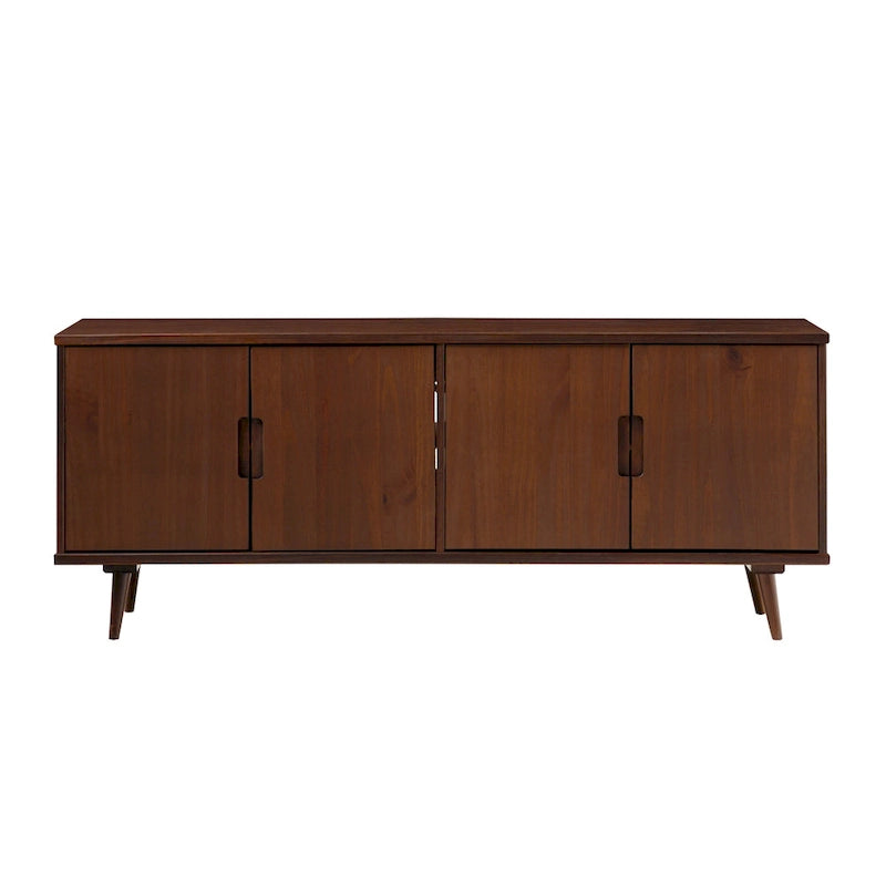 Meuble TV scandinave en bois massif, étagères ouvertes, console multimédia pour TV jusqu'à 65 pouces
