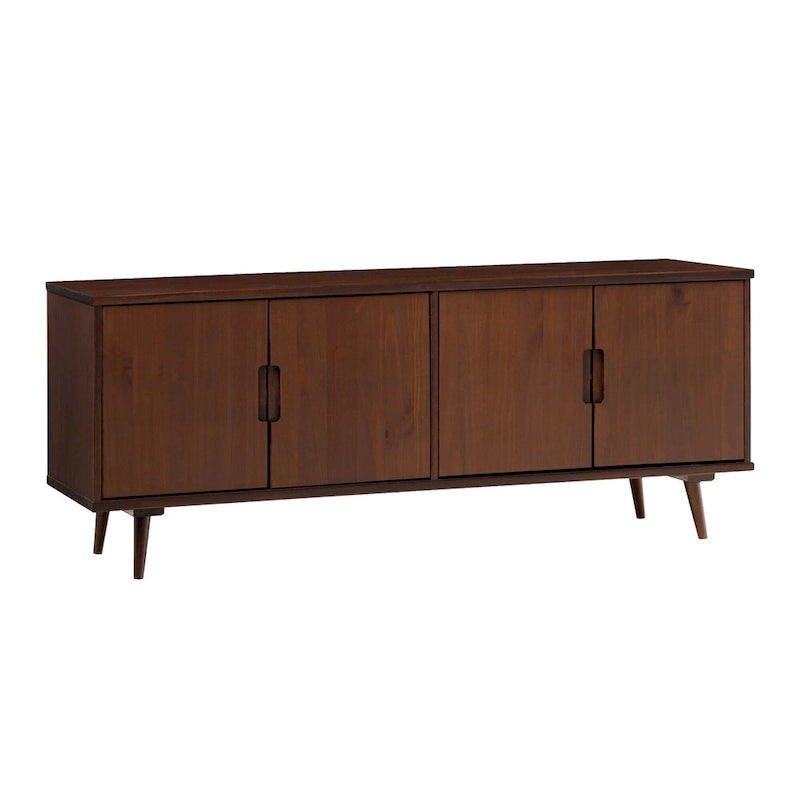 Meuble TV scandinave en bois massif, étagères ouvertes, console multimédia pour TV jusqu'à 65 pouces