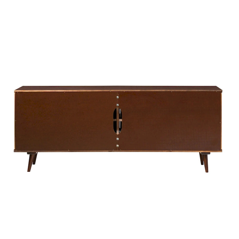 Meuble TV scandinave en bois massif, étagères ouvertes, console multimédia pour TV jusqu'à 65 pouces