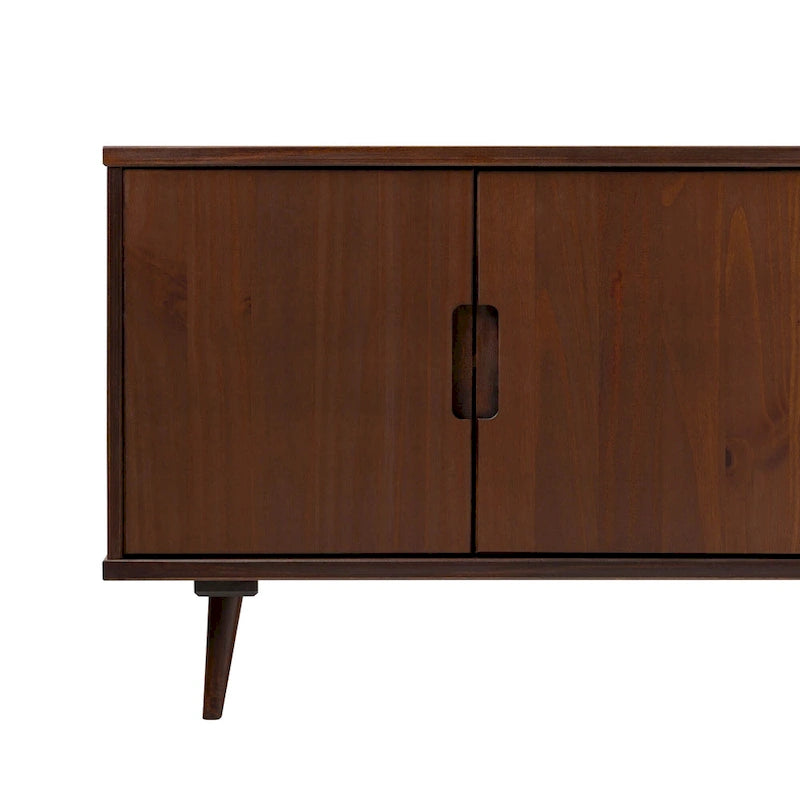 Meuble TV scandinave en bois massif, étagères ouvertes, console multimédia pour TV jusqu'à 65 pouces