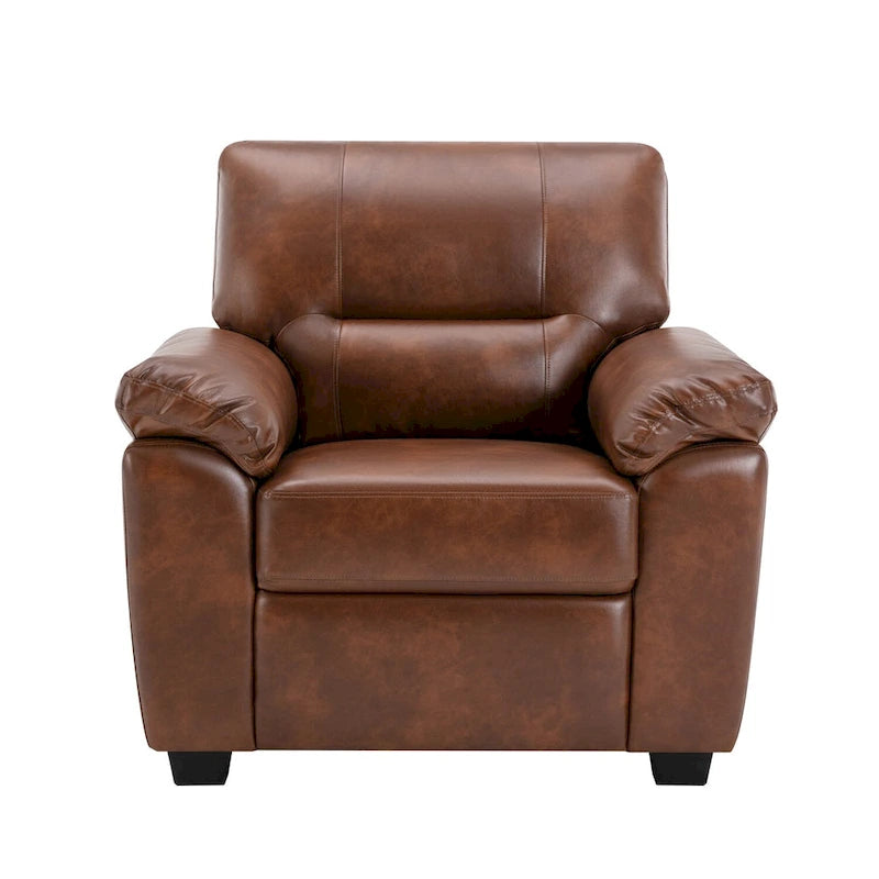 Fauteuil d'appoint en similicuir, structure solide, capitonné, salon moderne