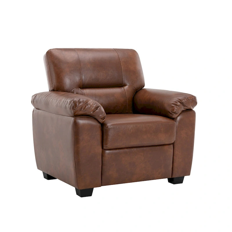 Fauteuil d'appoint en similicuir, structure solide, capitonné, salon moderne
