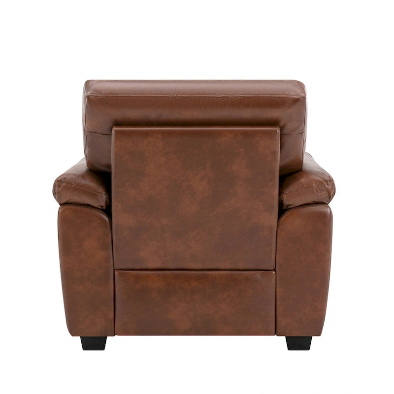 Fauteuil d'appoint en similicuir, structure solide, capitonné, salon moderne