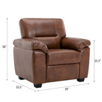 Fauteuil d'appoint en similicuir, structure solide, capitonné, salon moderne