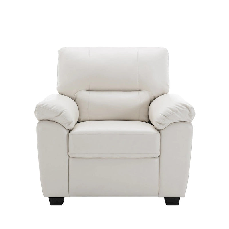 Fauteuil d'appoint en similicuir, structure solide, capitonné, salon moderne