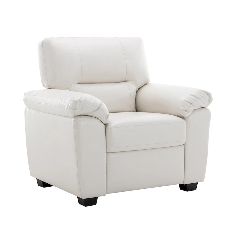 Fauteuil d'appoint en similicuir, structure solide, capitonné, salon moderne