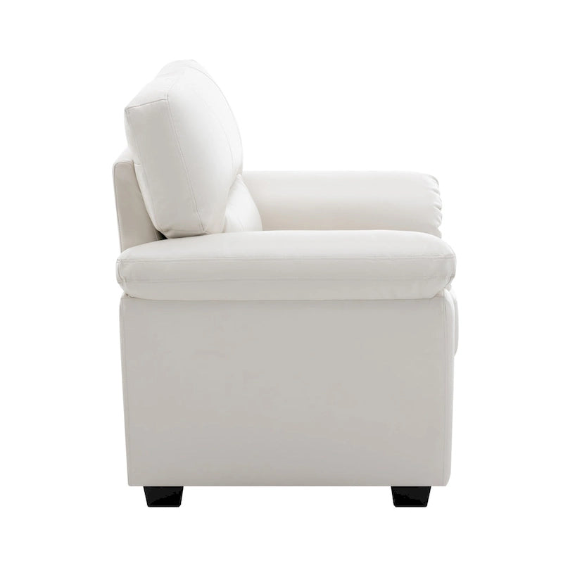 Fauteuil d'appoint en similicuir, structure solide, capitonné, salon moderne