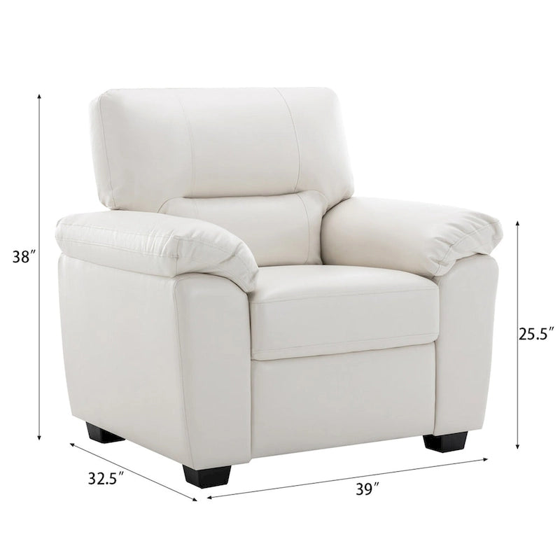 Fauteuil d'appoint en similicuir, structure solide, capitonné, salon moderne