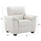 Fauteuil d'appoint en similicuir, structure solide, capitonné, salon moderne