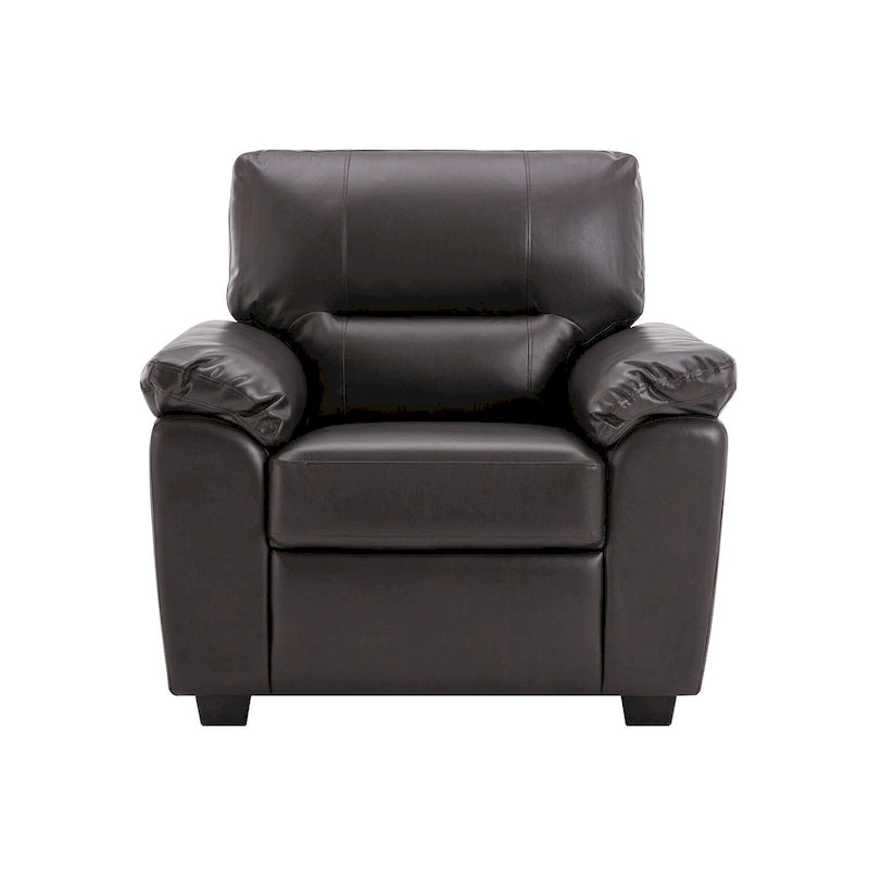 Fauteuil d'appoint en similicuir, structure solide, capitonné, salon moderne