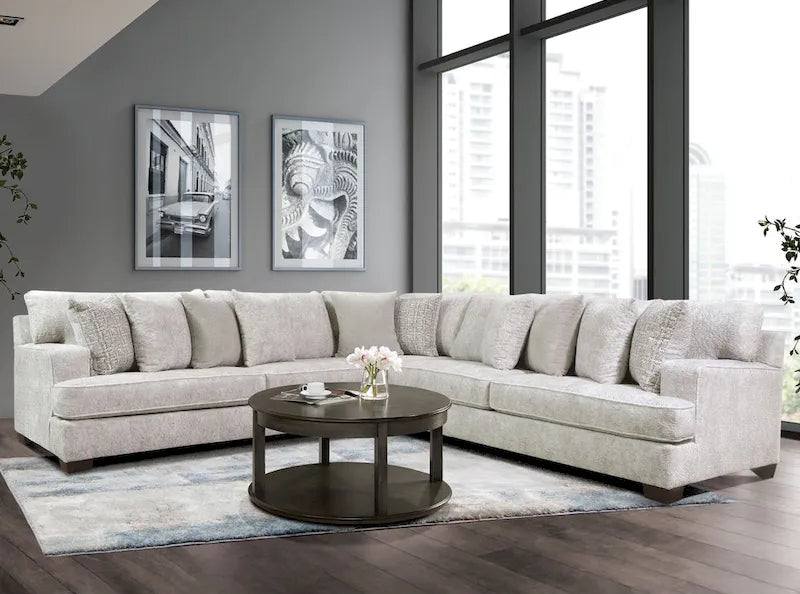 Loty Contemporary Beige Chenille Symmetrical L-Shaped Sectional by Furniture of America