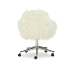 Chaise de bureau Off-White en fausse fourrure, base pivotante, hauteur réglable, chaise d'appoint glamour pour bureau à domicile