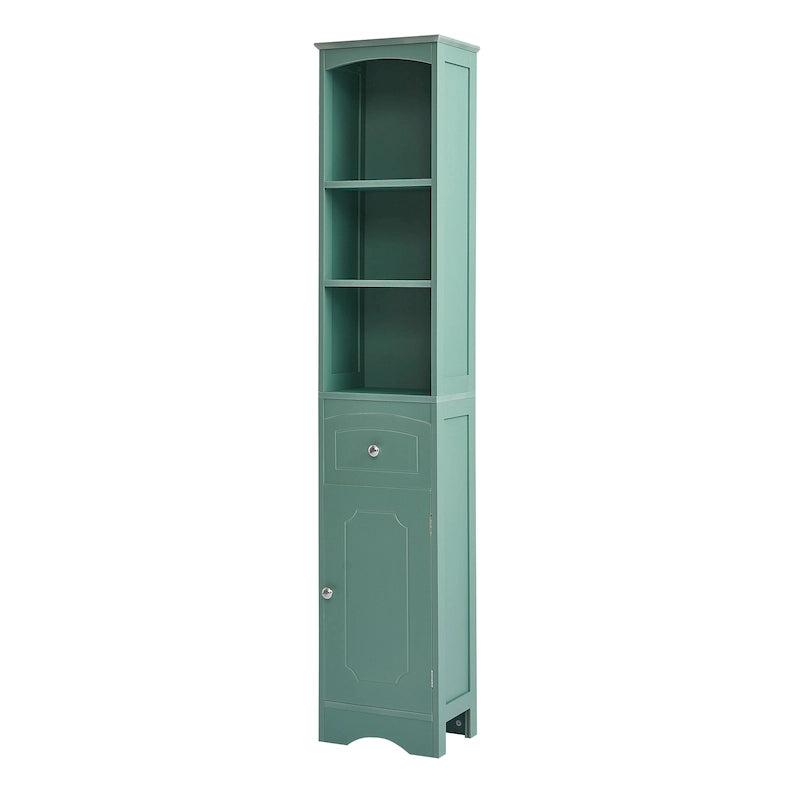 Tour de rangement pour linge de maison, armoire de salle de bain haute avec tiroir en MDF et étagère réglable