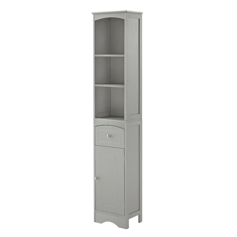 Tour de rangement pour linge de maison, armoire de salle de bain haute avec tiroir en MDF et étagère réglable