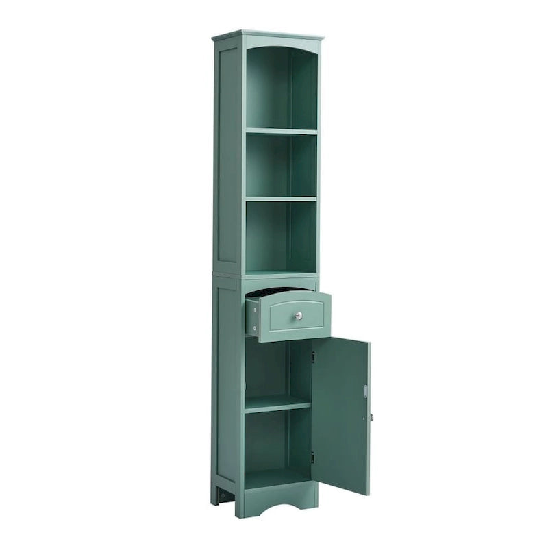 Tour de rangement pour linge de maison, armoire de salle de bain haute avec tiroir en MDF et étagère réglable