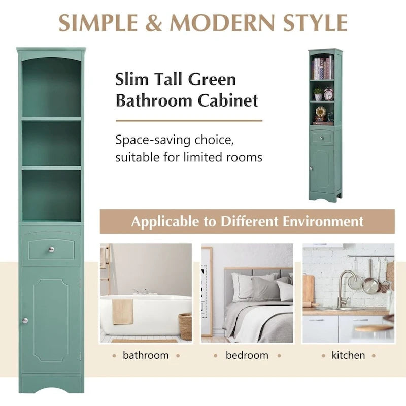 Tour de rangement pour linge de maison, armoire de salle de bain haute avec tiroir en MDF et étagère réglable