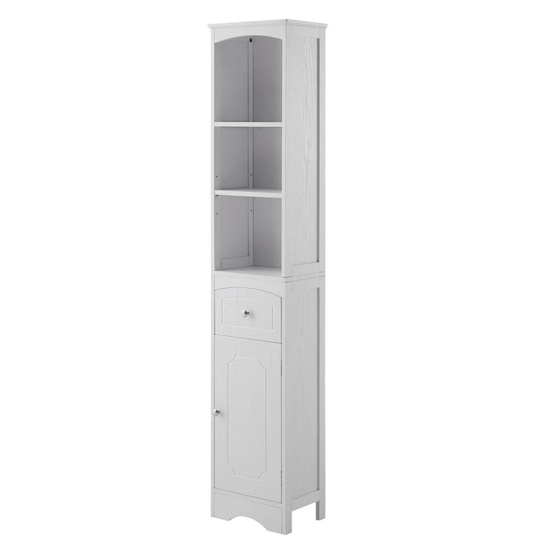 Tour de rangement pour linge de maison, armoire de salle de bain haute avec tiroir en MDF et étagère réglable