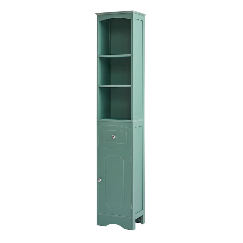 Tour de rangement pour linge de maison, armoire de salle de bain haute avec tiroir en MDF et étagère réglable