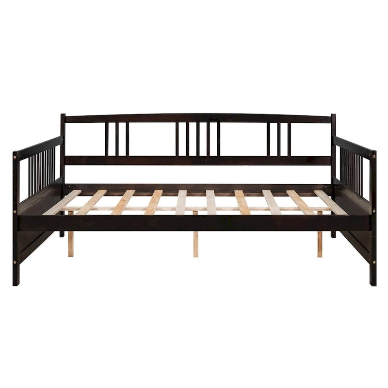 Cadre de Lit de Repos en Bois Pleine Grandeur, Lattes en Bois Massif, Canapé-Lit pour Chambre d'Amis, Aucun Sommier Tapissier Requis
