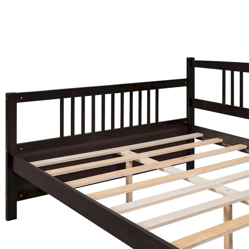 Cadre de Lit de Repos en Bois Pleine Grandeur, Lattes en Bois Massif, Canapé-Lit pour Chambre d'Amis, Aucun Sommier Tapissier Requis