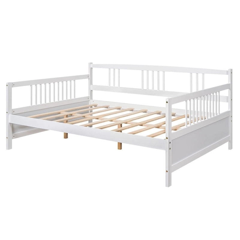 Cadre de Lit de Repos en Bois Pleine Grandeur, Lattes en Bois Massif, Canapé-Lit pour Chambre d'Amis, Aucun Sommier Tapissier Requis