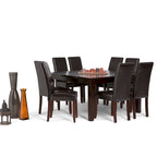 Ensemble de salle à manger transitionnel 9 pièces, table de 54 pouces avec 8 chaises Parson rembourrées