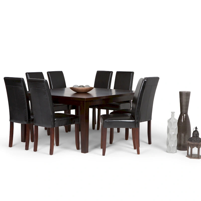 Ensemble de salle à manger transitionnel 9 pièces, table de 54 pouces avec 8 chaises Parson rembourrées