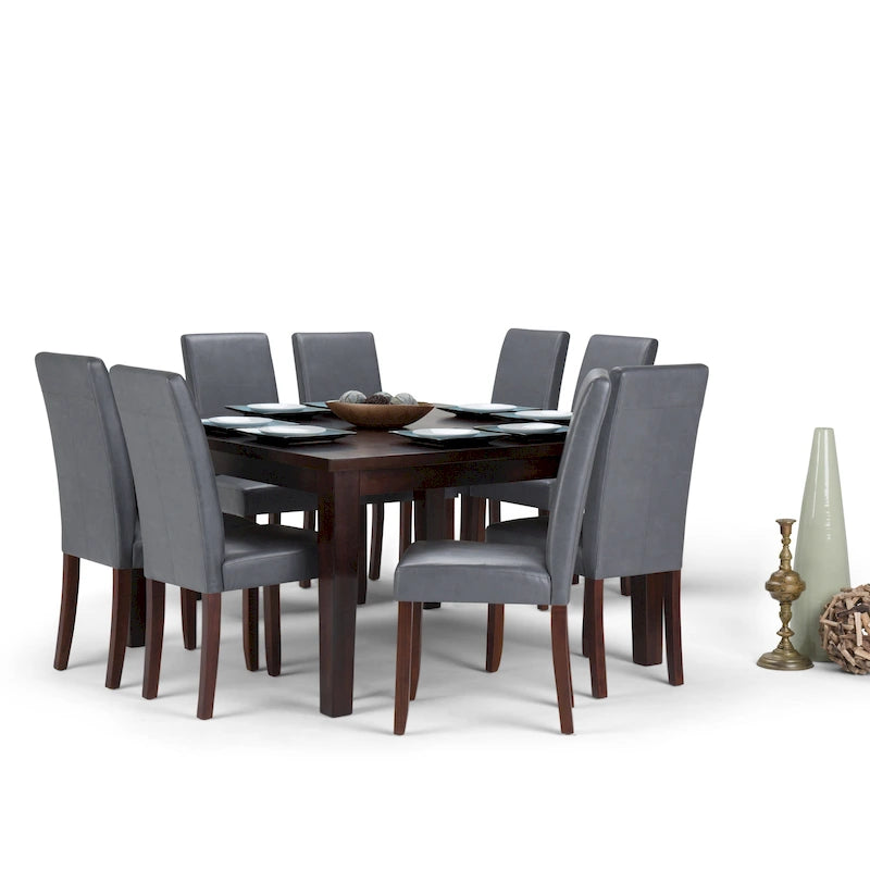 Ensemble de salle à manger transitionnel 9 pièces, table de 54 pouces avec 8 chaises Parson rembourrées