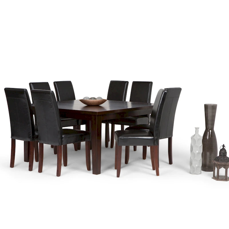 Ensemble de salle à manger transitionnel 9 pièces, table de 54 pouces avec 8 chaises Parson rembourrées
