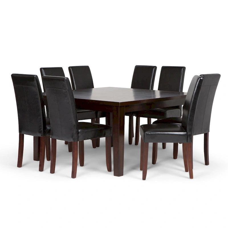 Ensemble de salle à manger transitionnel 9 pièces, table de 54 pouces avec 8 chaises Parson rembourrées