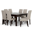 Ensemble de salle à manger transitionnel 9 pièces, table de 54 pouces avec 8 chaises Parson rembourrées