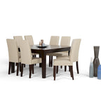 Ensemble de salle à manger transitionnel 9 pièces, table de 54 pouces avec 8 chaises Parson rembourrées