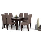 Ensemble de salle à manger transitionnel 9 pièces, table de 54 pouces avec 8 chaises Parson rembourrées