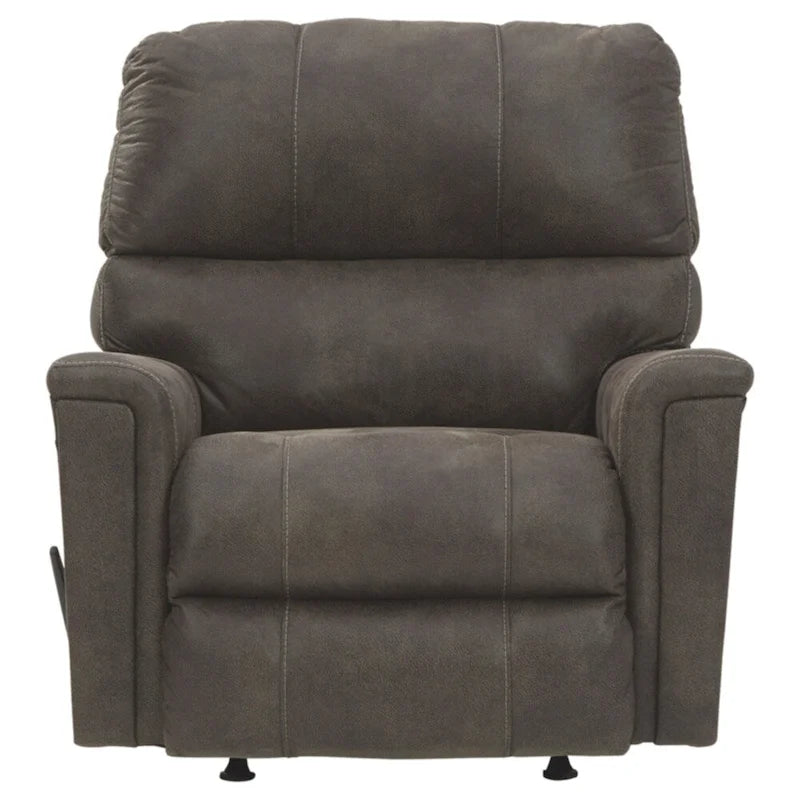 Fauteuil inclinable à bascule marron, en tissu, inclinaison manuelle, pour salon