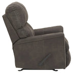 Fauteuil inclinable à bascule marron, en tissu, inclinaison manuelle, pour salon