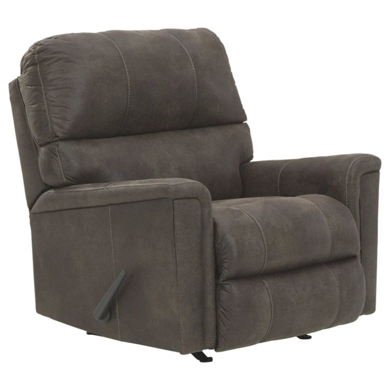 Fauteuil inclinable à bascule marron, en tissu, inclinaison manuelle, pour salon