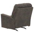 Fauteuil inclinable à bascule marron, en tissu, inclinaison manuelle, pour salon