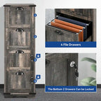 Meuble de classement vertical rustique en bois à 4 tiroirs avec serrure, pour bureau à domicile, format légal et lettre